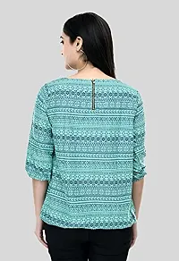 Shiva Trends Women's Printed 3/4 Sleeve Round Neck Multi Blue Shades Extra Large Plus Size Pack of 2 Top-thumb1