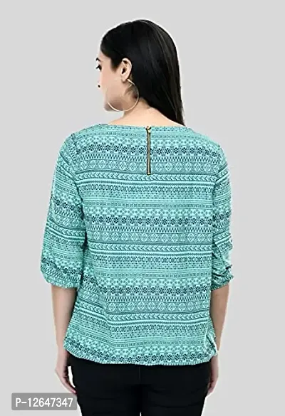 Shiva Trends Women's Printed 3/4 Sleeve Round Neck Multi Blue Shades Extra Large Plus Size Pack of 2 Top-thumb2