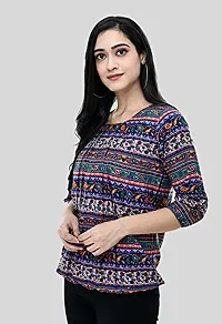 Shiva Trends Women's Printed 3/4 Sleeve Round Neck Blue and Multicolor Extra Large Size Pack of 2 Top-thumb4