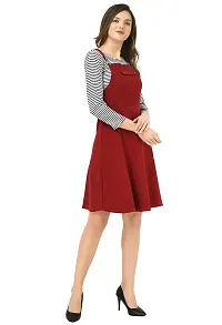 Shiva Trends Womens Cotton Blend Maroon Solid Knee Length Dungaree-thumb3