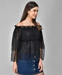 Shiva Trends Solid Casual ' Off Shoulder Cotton Net Top for Women(Deny_89_L)-thumb1