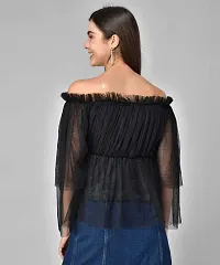 Shiva Trends Solid Casual ' Off Shoulder Cotton Net Top for Women(Deny_89_L)-thumb2