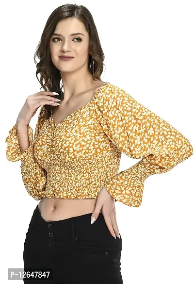 Shiva Trends Womens Yellow Rayon Crop Top Top-SV-121-TOP-YLW-M-thumb2