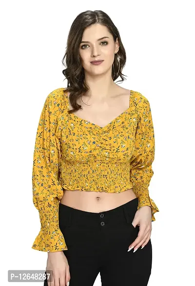 Shiva Trends Womens Yellow Rayon Crop Top Top-SV-123-TOP-YLW-XL-thumb0