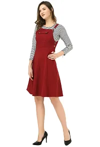 Shiva Trends Womens Cotton Blend Maroon Solid Knee Length Dungaree-thumb2