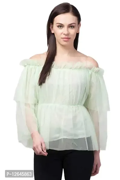 Shiva Trends Solid Casual ' Off Shoulder Cotton Net Top for Women(Deny_92_S)-thumb0