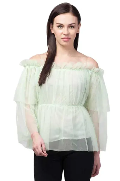 Women Ruffle Net Top