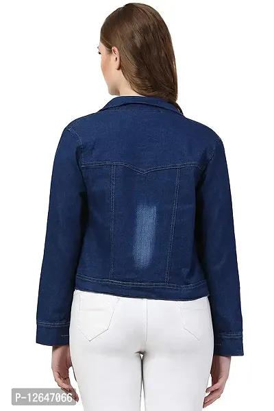 Shiva Trends Solid Regular Denim Jacket For Women (Small, Dark Blue)-thumb2