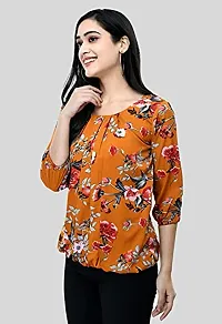 Shiva Trends Women's Printed 3/4 Sleeve Round Neck Orange and Light Blue Small Size Pack of 2 Top-thumb4