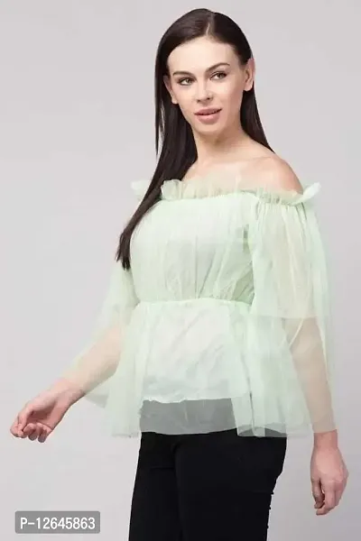 Shiva Trends Solid Casual ' Off Shoulder Cotton Net Top for Women(Deny_92_S)-thumb4