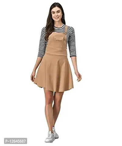 Shiva Trends Womens Cotton Blend Beige Solid Knee Length Dungaree-thumb0