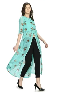 Shiva Trends Womens Turquoise Georgette Front Open Dress-SV-103-DRS-TRQ-S-thumb2