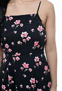 Shiva Trends Women's Floral Print Shoulder -Strap Casual Dress Black-thumb4