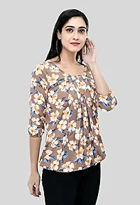 Shiva Trends Women's Printed 3/4 Sleeve Round Neck Maroon and Blue Small Size Pack of 2 Top-thumb2