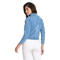 Shiva Trends Solid Regular Denim Jacket For Women (Large, Light Blue)-thumb3
