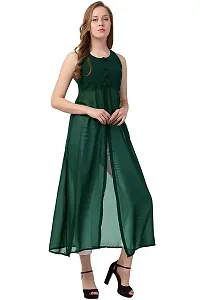 Shiva Trends Casual Sleeveless Solid Women Dress (Large) Green-thumb1