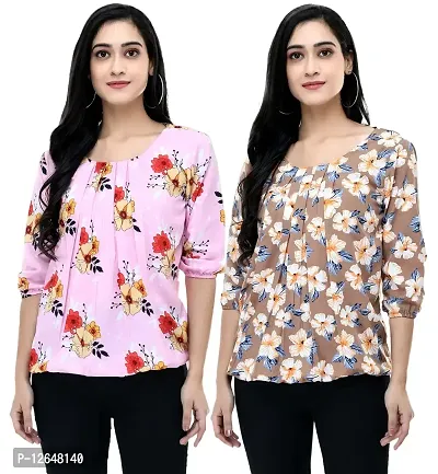Shiva Trends Women's Printed Multicolor Medium Size Pack of 2 Top
