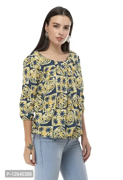 Shiva Trends Women's 3/4th Sleeve Printed Top-thumb3