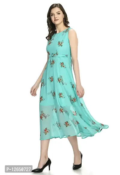 Shiva Trends Womens Sky Blue Rayon Key Hole Dress-SV-115-DRS-SKYB-M-thumb2