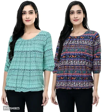 Shiva Trends Women's Printed Multicolor Extra Large Size Pack of 2 Top