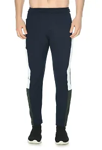 Shiva Trends Men's Regular Fit 4 Way Lycra Track Pants with Zip Closer Pocket Navy Blue-thumb2