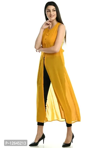 Shiva Trends Multicolor Solid Designer A-Line Dresses for Women Casual Wear(Deny_96_S) Yellow-thumb3