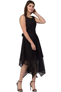 Shiva Trends Black Flower Print High Low Dresses for Women Cacual Wear(Deny_97_L)-thumb1