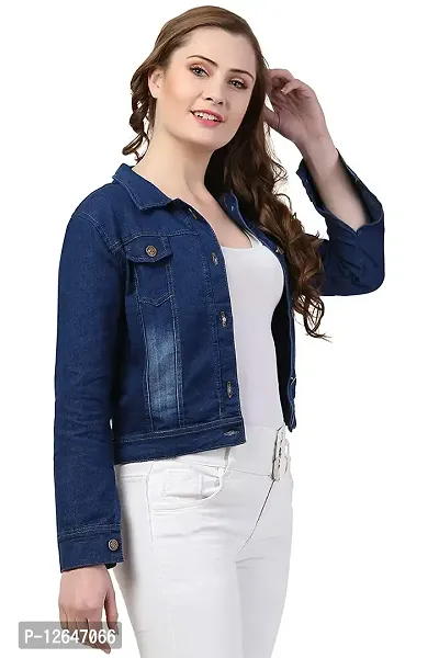 Shiva Trends Solid Regular Denim Jacket For Women (Small, Dark Blue)-thumb4