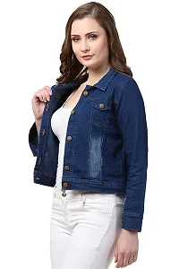 Shiva Trends Solid Regular Denim Jacket For Women (Small, Dark Blue)-thumb2