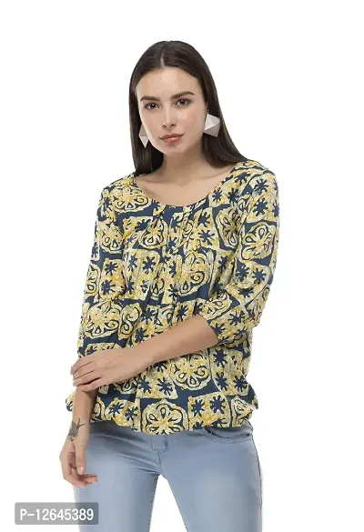 Shiva Trends Women's 3/4th Sleeve Printed Top-thumb0