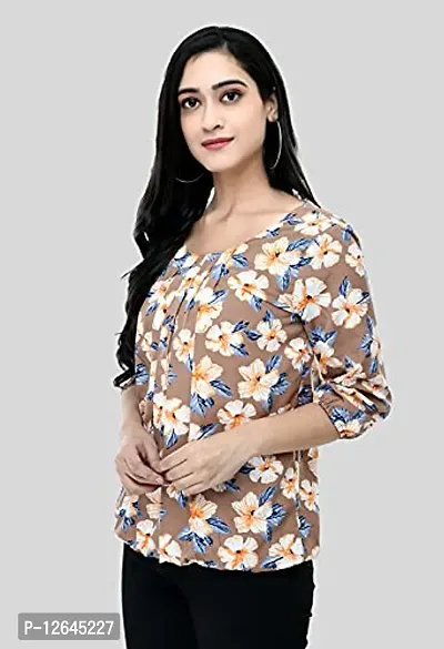 Shiva Trends Women's Printed 3/4 Sleeve Round Neck Maroon and Blue Small Size Pack of 2 Top-thumb5