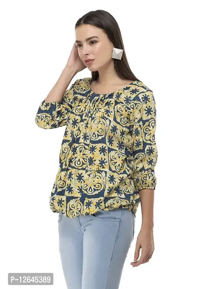 Shiva Trends Women's 3/4th Sleeve Printed Top-thumb2