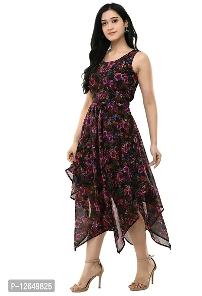 Shiva Trends Multicolor Printed Designer High Low Dresses for Women Cacual Wear(Deny_96_S)-thumb0