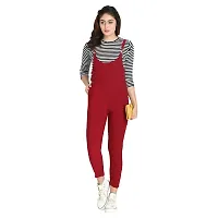 Cotton Lycra 3/4th Sleeves Dungaree Jumpsuits For Women And Girls-thumb3