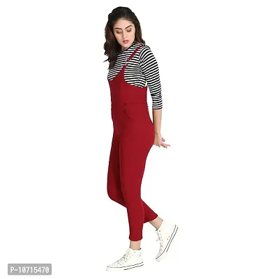 Cotton Lycra 3/4th Sleeves Dungaree Jumpsuits For Women And Girls-thumb5