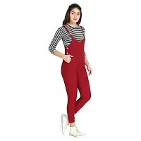 Cotton Lycra 3/4th Sleeves Dungaree Jumpsuits For Women And Girls-thumb2