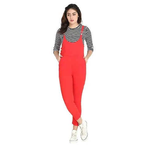 Lycra 3/4th Sleeves Dungaree Jumpsuits For Women And Girls