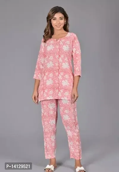 Adorable Rayon Printed Night Suit For Women