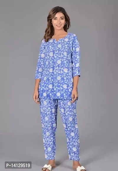 Adorable Rayon Printed Night Suit For Women-thumb0