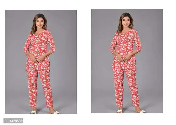 Adorable Rayon Printed Night Suits For Women Pack Of 2-thumb0