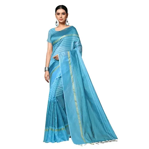 Multicolored Cotton Sarees With Blouse Piece
