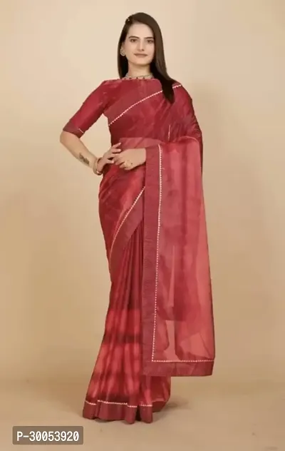 Stylish Maroon Lycra Saree with Blouse piece For Women-thumb0