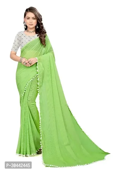 Stylish Green Georgette Saree with Blouse piece For Women-thumb0