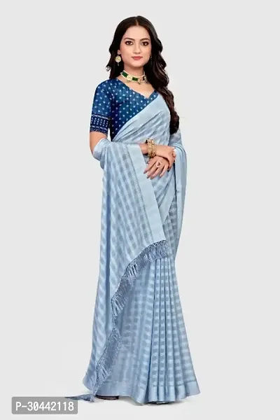 Stylish Grey Georgette Saree with Blouse piece For Women-thumb0