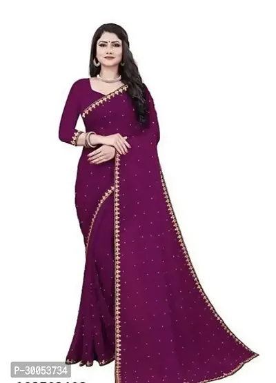 Stylish Magenta Lycra Saree with Blouse piece For Women-thumb0