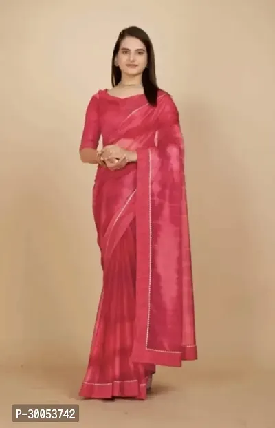 Stylish Red Lycra Saree with Blouse piece For Women-thumb0