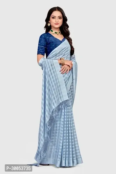 Stylish Blue Georgette Saree with Blouse piece For Women-thumb0