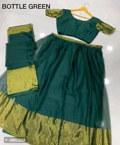 Stylish Green Chiffon Saree with Blouse piece For Women