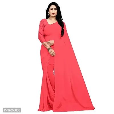 Stylish Pink Georgette Saree with Blouse piece For Women