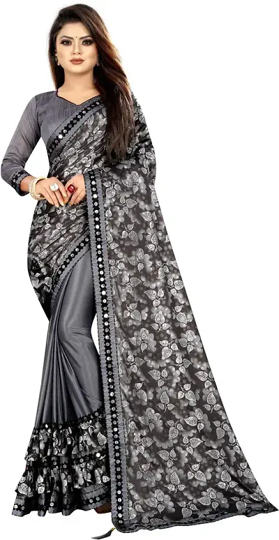 Stylish Blend Floral Saree With Blouse Piece For Women